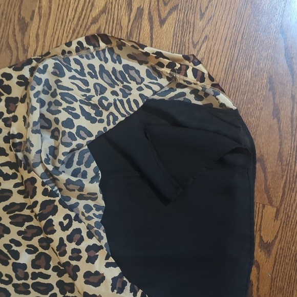 Animal Print 100% Silk Brown Black Babydoll Criss Cross Back Mini Dress Sz 4 - Picture 6 of 8